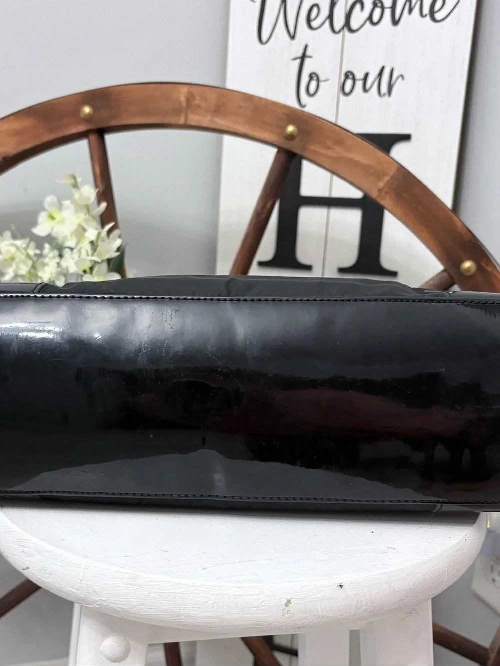 🖤 TORY BURCH Black Small Ella Nylon Tote with Patent Logo & tan interior